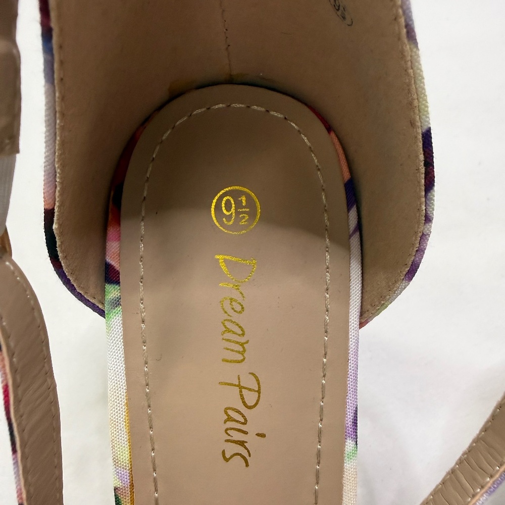 Dream Pairs Floral Strappy Heels Size 9.5 Multicolor Ankle Strap Stiletto Sandal - Picture 6 of 7